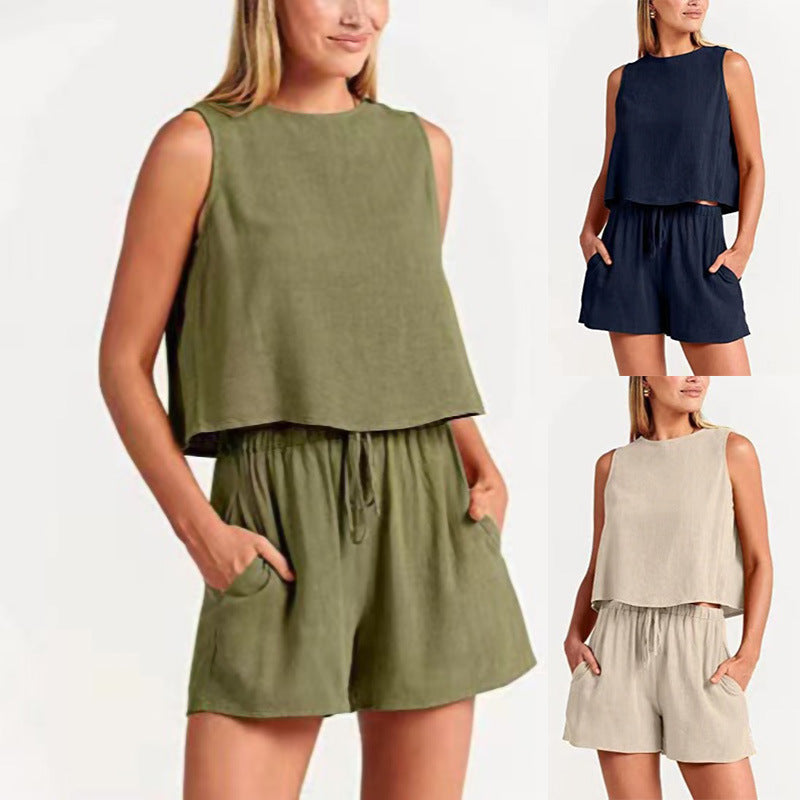 Dame Relaxed Fit To-delt Shorts Sæt Stilla
