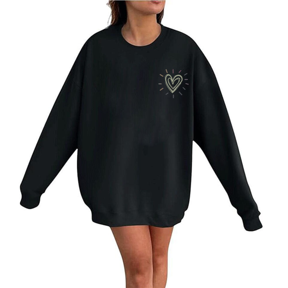 Kvinderne Oversized Hoodie med Sødt Hjerte Motiv og Casual Snit Stilla