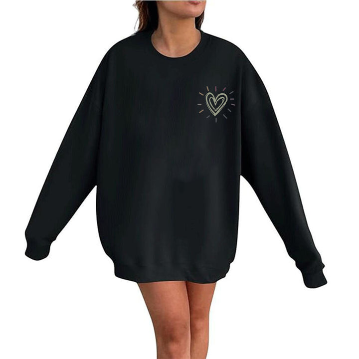 Kvinderne Oversized Hoodie med Sødt Hjerte Motiv og Casual Snit Stilla