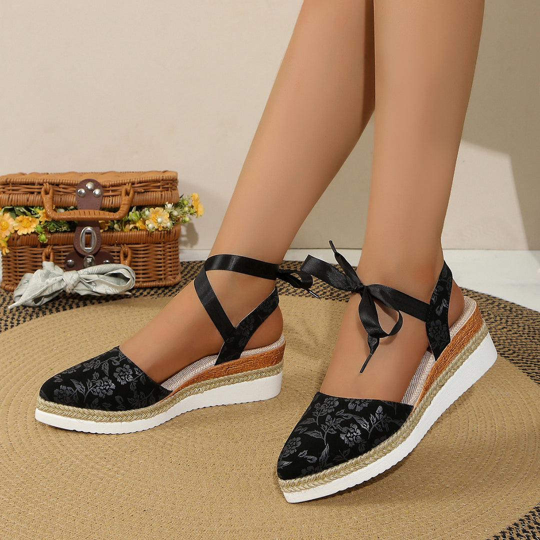 Dame elegante Espadriller med dekorativ rem og højkvalitets sål Stilla