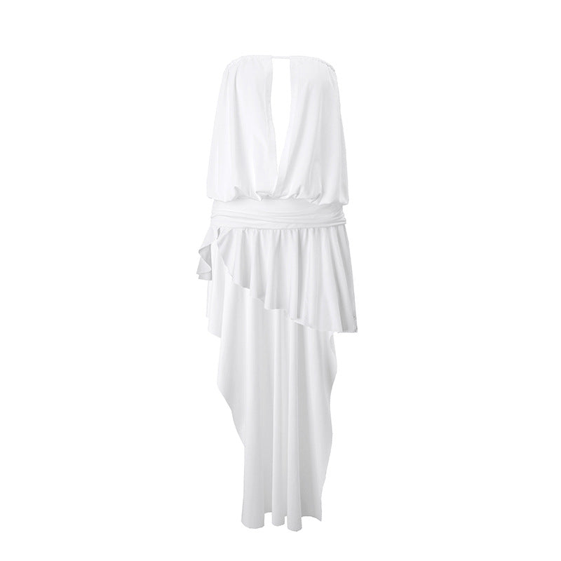 Dame trendy top med asymmetrisk snit og flydende flæse detaljer Stilla