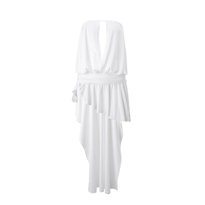 Dame trendy top med asymmetrisk snit og flydende flæse detaljer Stilla