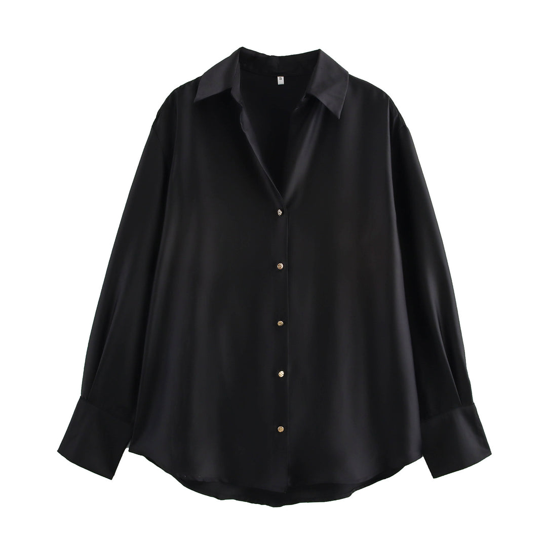 Dame silkebluse med moderne knapdetaljer Stilla