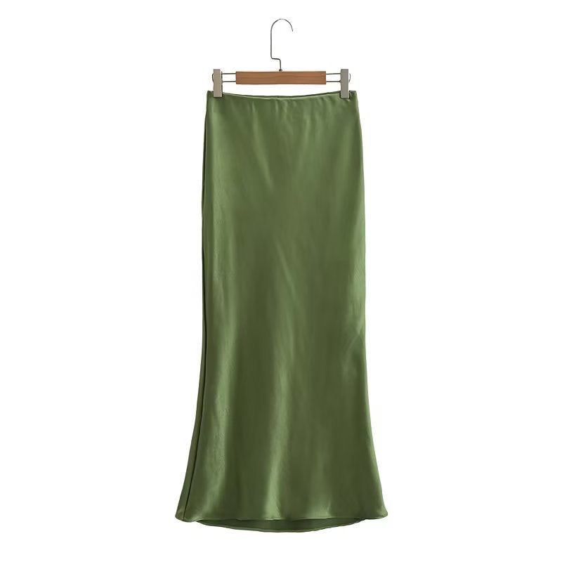 Damernes elegante satin nederdel i minimalistisk stil med blød drapering Stilla