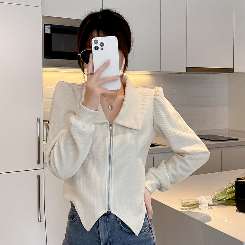 Damer mode cropped sweatshirt jakke med voluminøse ærmer Stilla