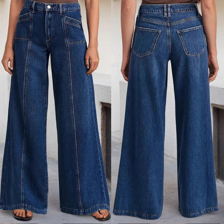 Dame brede jeans i moderne høj talje design med elegant snitføring Stilla