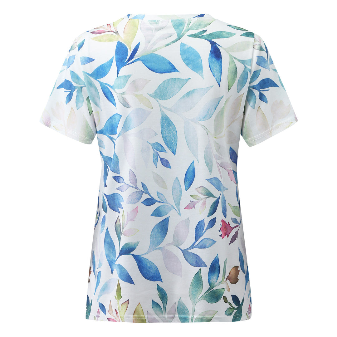 Dame T-shirt med floraltryk og luftig snit Stilla