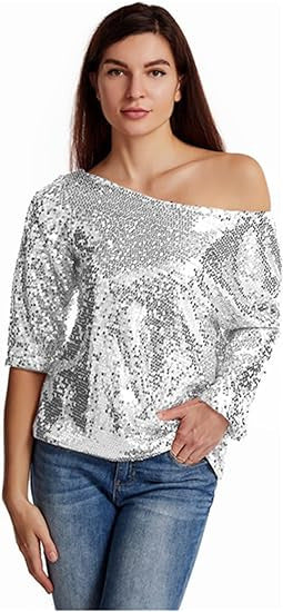 Damer Glitrende Paillet Bluse Skovae