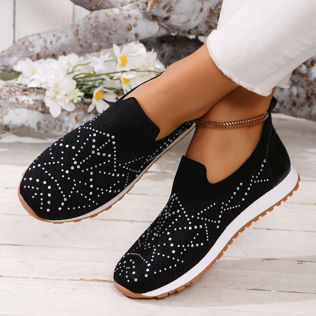Dame Slip-On Sneakers med glitrende strikdesign Stilla