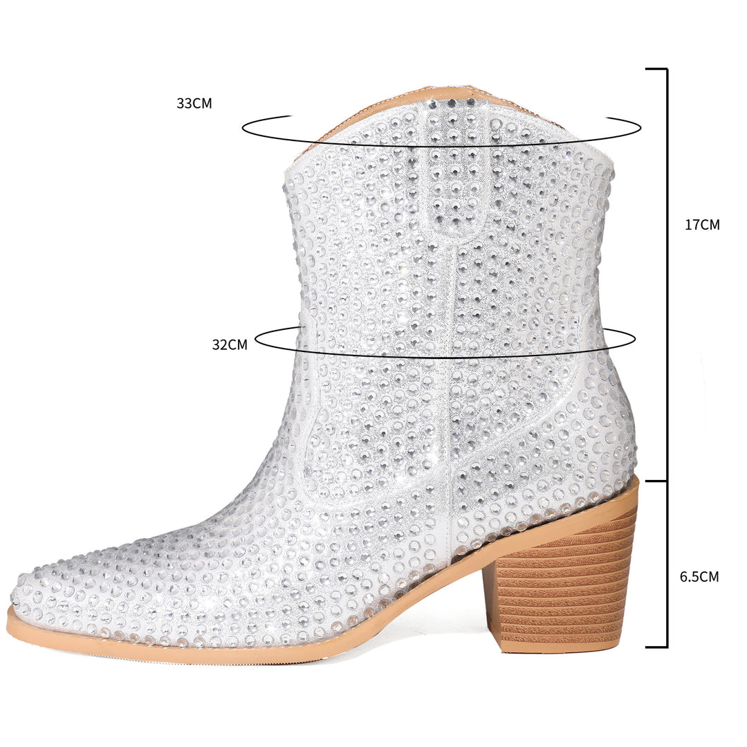 Damer med rhinestone dekoreret western-støvletter Stilla