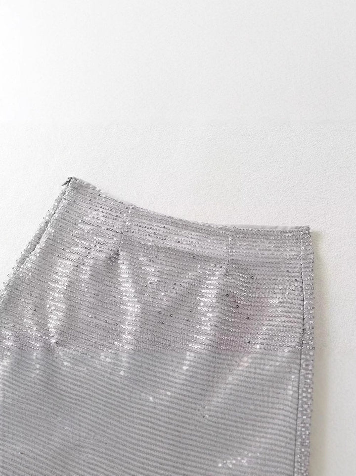 Dame Glitrende Mini Skørt med elastisk linning og elegant glans Stilla