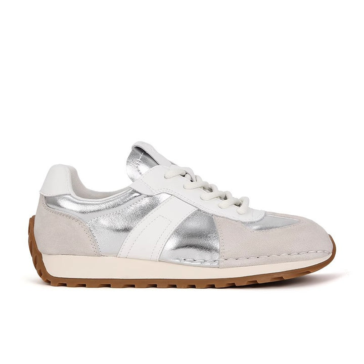 Dame retro-inspirerede metalliske sneakers med ruskindsdetaljer Stilla