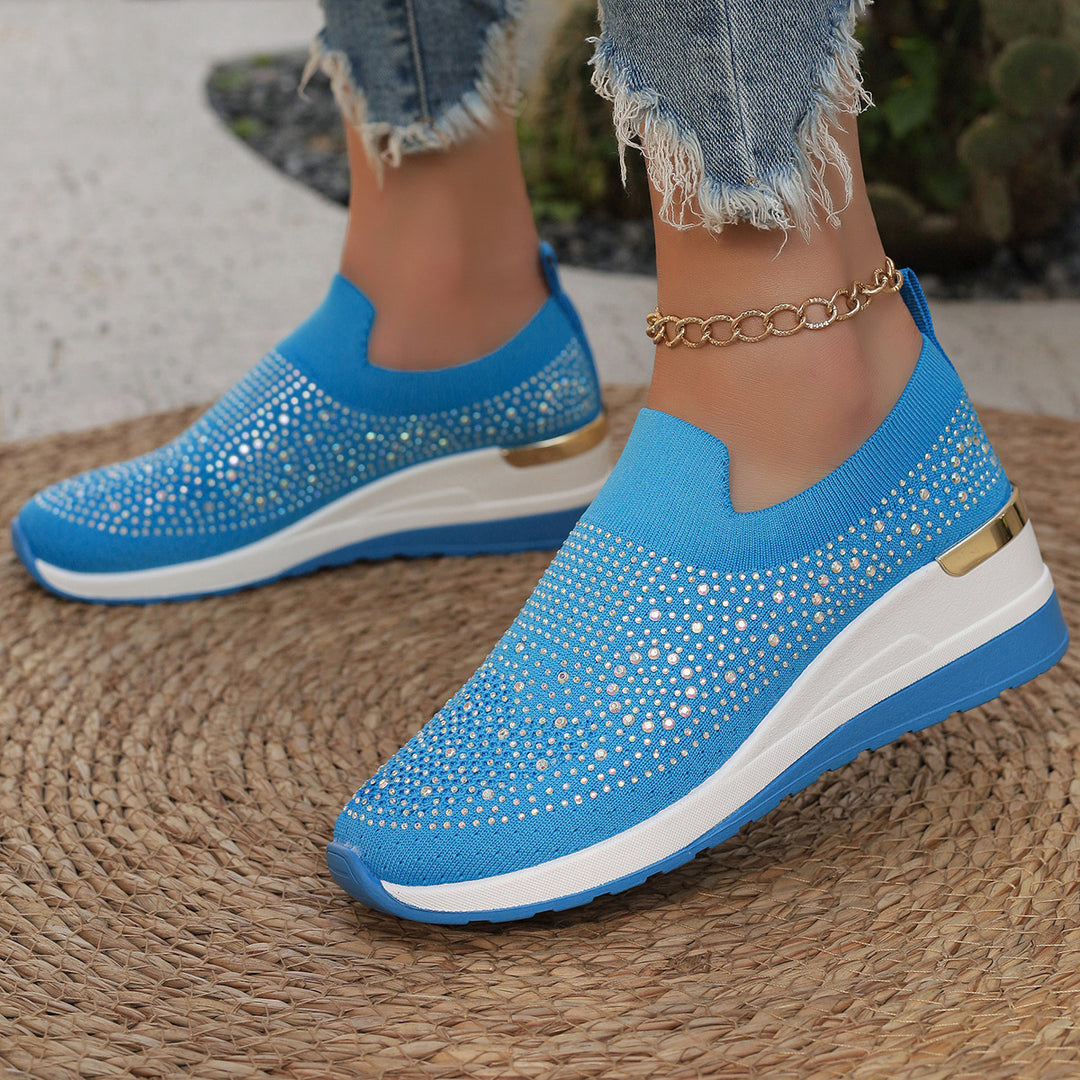 Dame Sneakers med glitrende strass accenter og elastisk indsats Stilla