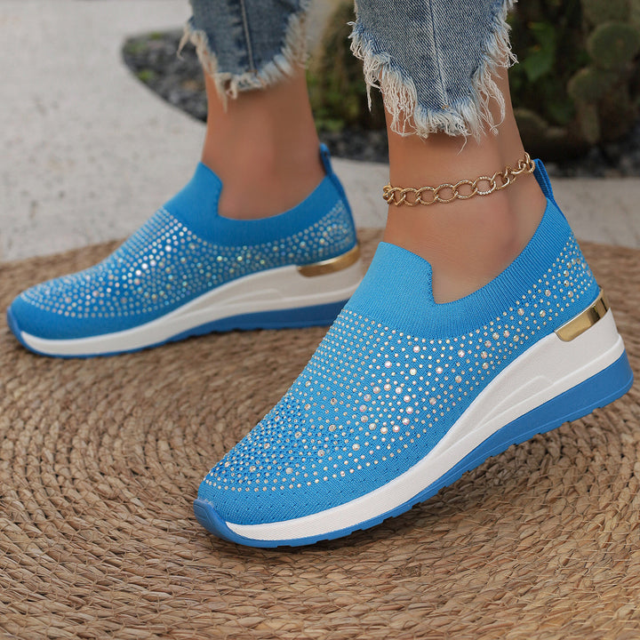 Dame Sneakers med glitrende strass accenter og elastisk indsats Stilla