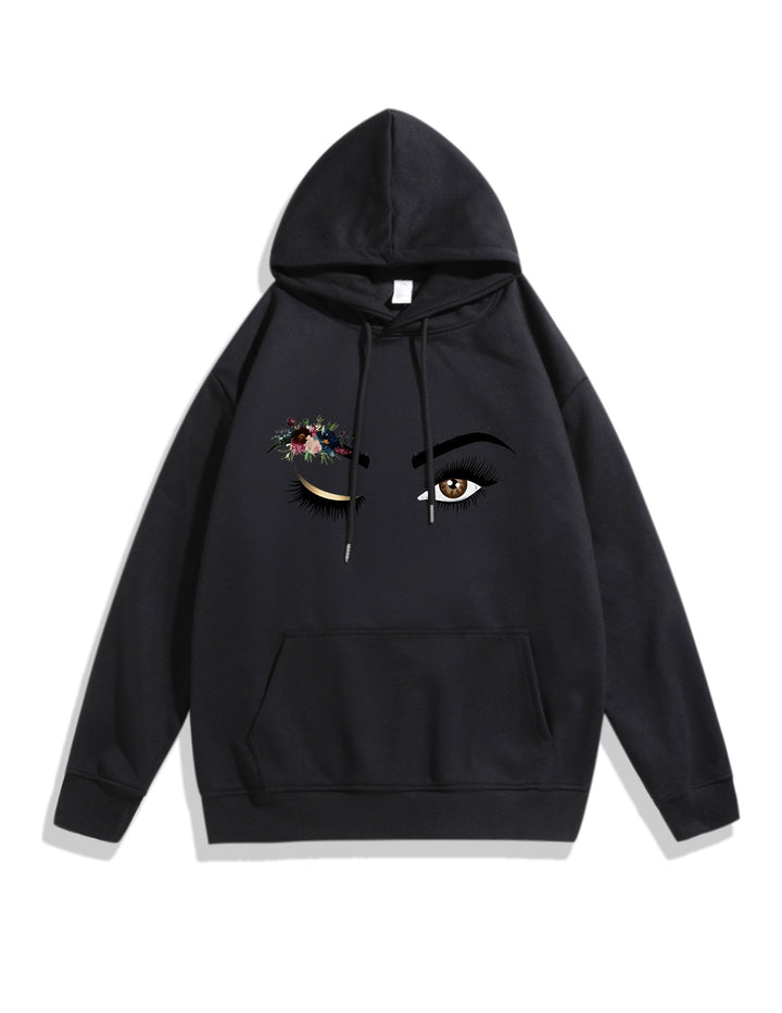 Dame Hoodie med Kreativt Øje Motiv Skovae