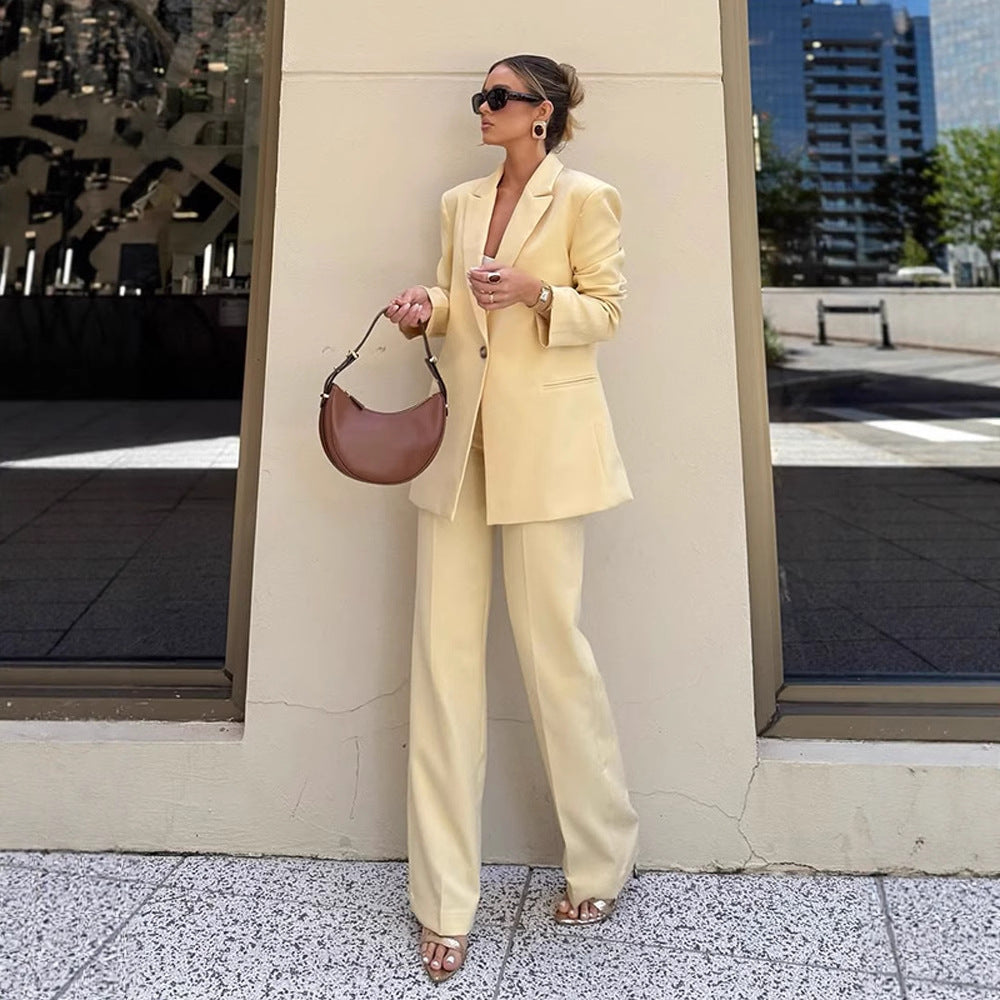 Dame elegant, figursyet blazer- og bukse-set Stilla