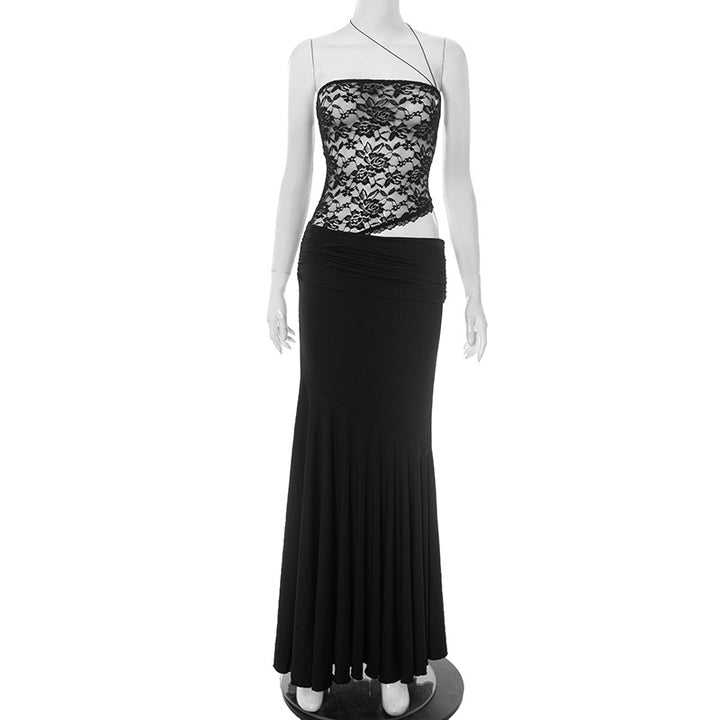 Femme Elegant Spids Overlay Maxikjole Stilla
