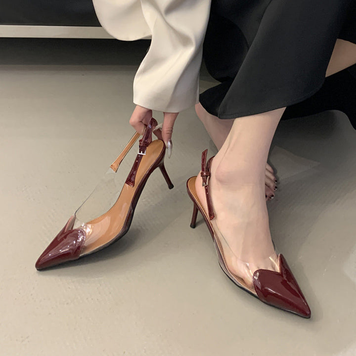 Dame Slingback Pumps med gennemsigtige indsätze og spidse tæer Stilla