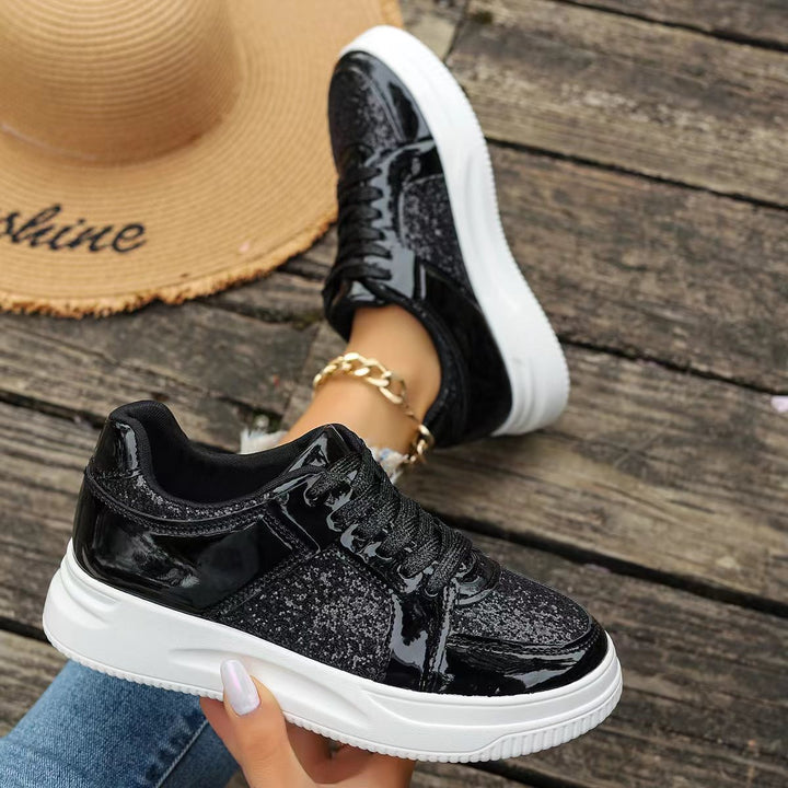 Dame Glamourøse Sneakers med funklende glimmer og højdæmpende sål Stilla