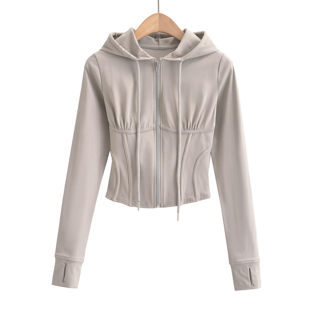 Dame sporty cropped jakke med hætte og tætsiddende silhuet Stilla