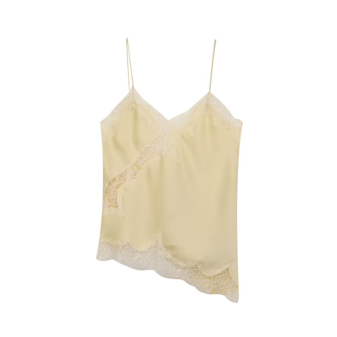 Dame-spids-camisole med asymmetrisk snit og elegante prikker Skovae
