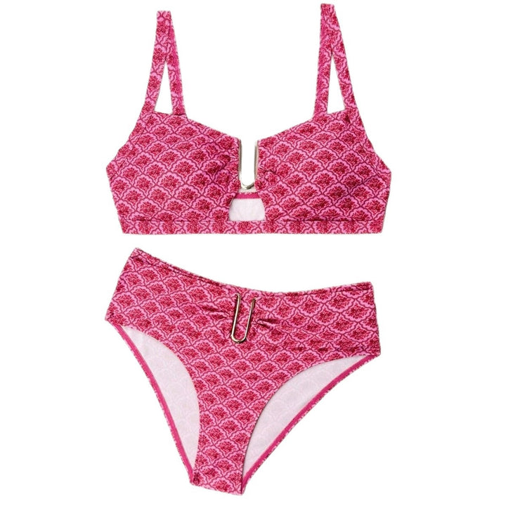 Dame Sporty bikini med blomsterdesign og metalaccenter Skovae