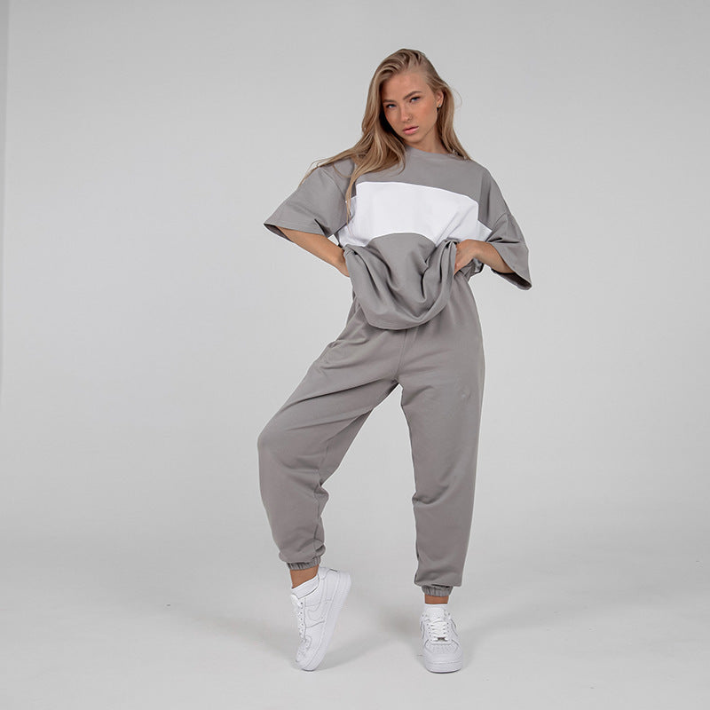Kvinder afslappet træningsdragt med oversized skjorte og komfortable joggingbukser Skovae