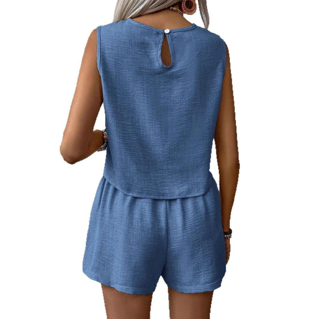 Dame afslappet kombi-sæt med ærmeløs top og shorts Stilla