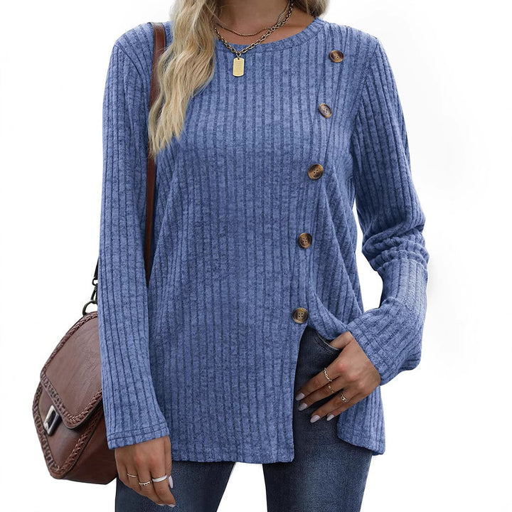 Dame Casual Langærmet T-shirt med knapdetaljer Stilla