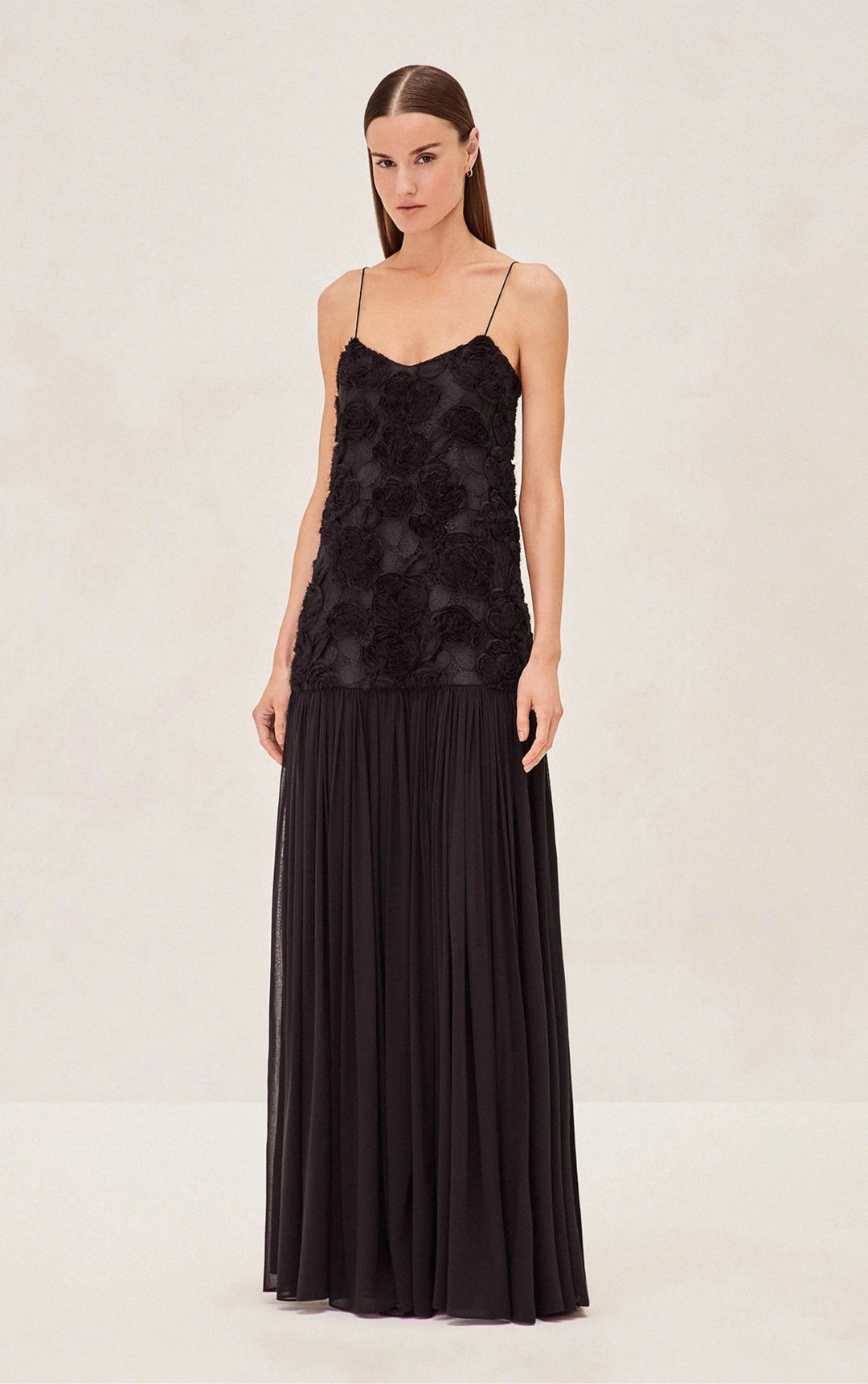Dame Festkjole Maxi med florale applikationer Stilla