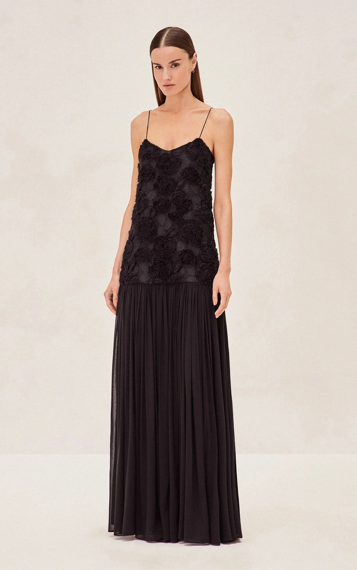 Dame Festkjole Maxi med florale applikationer Stilla