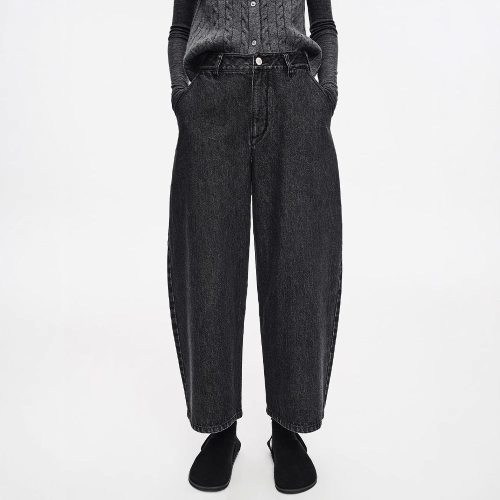 Dame vidde Denim-jeans med høj talje og afslappet snit Stilla
