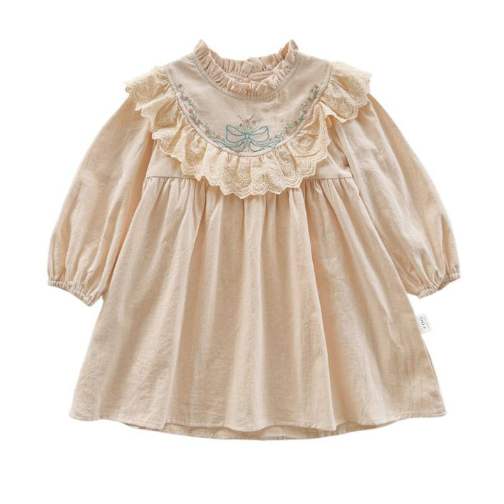 Pige vintage-inspireret flæsekjole med broderi Stilla
