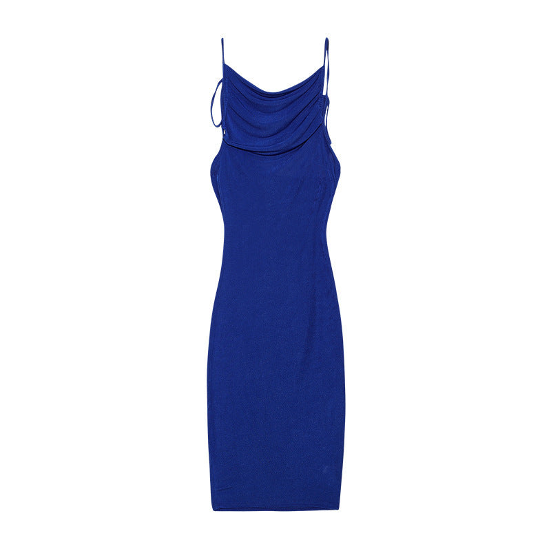 Dame Sleek Rynkning Slip Kjole med justerbare stropper Stilla