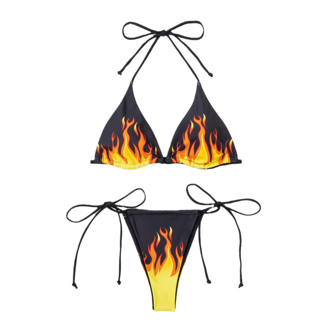 Dame Bikini-sæt med flammet design og justerbare snøring Stilla