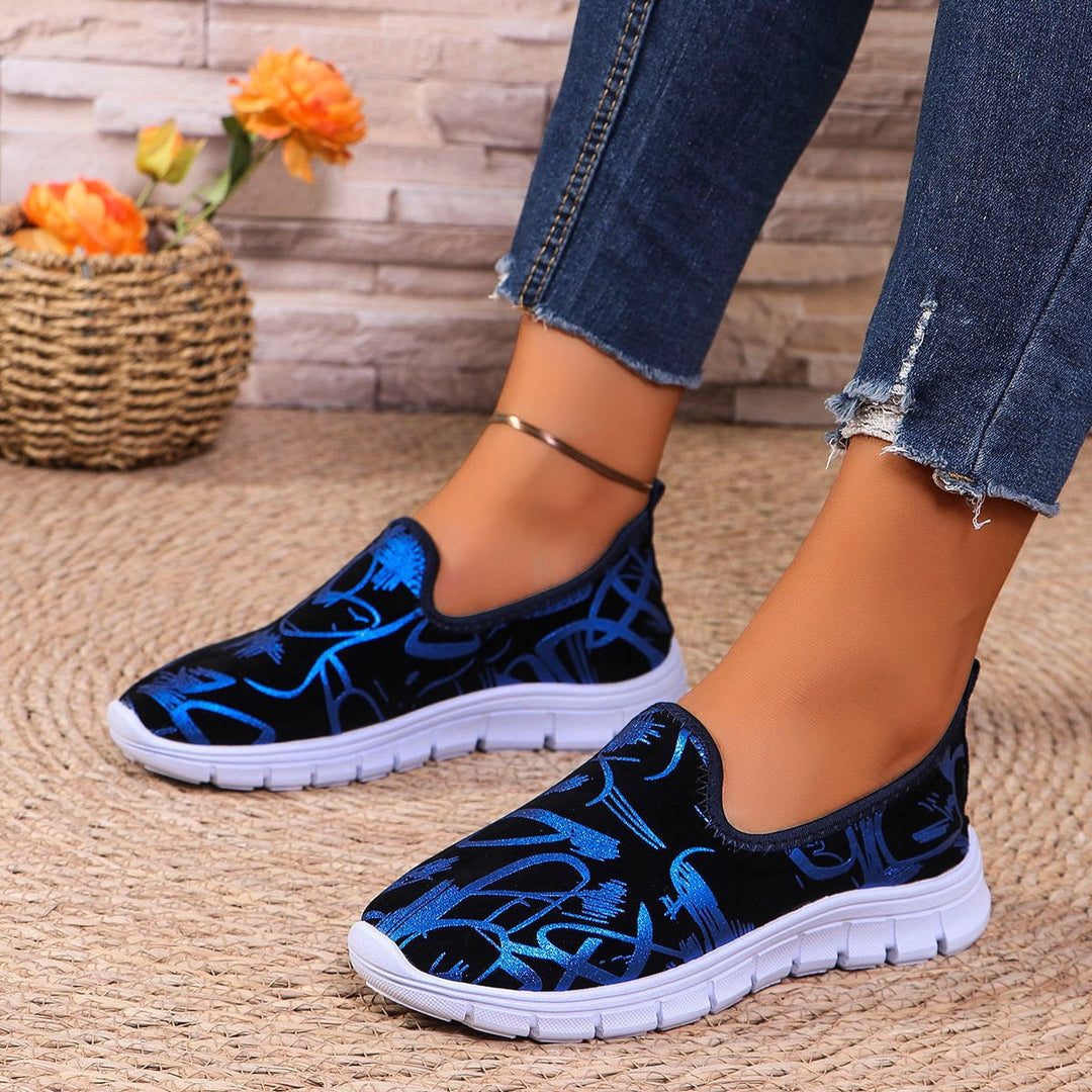Dame Slip-On Sneakers med kunstnerisk design og skridsikker sål Stilla