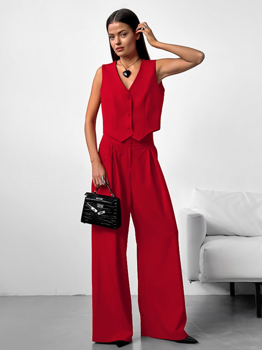 Dame Elegant To-delt med moderne blazer og vide bukser Stilla