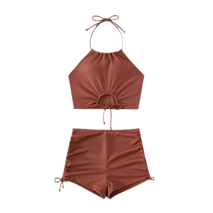 Dame sporty bikini-set med asymmetrisk top og legende bindedesign Skovae
