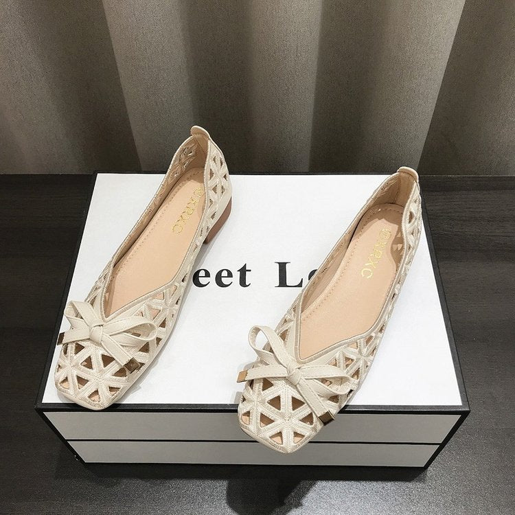 Dame luftige Ballerinas med moderne rem-design og elegant sløjfe-applikation Stilla