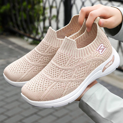 Dame Behagelige Strik-Sneakers med åndbar struktur og fleksibel sål Stilla