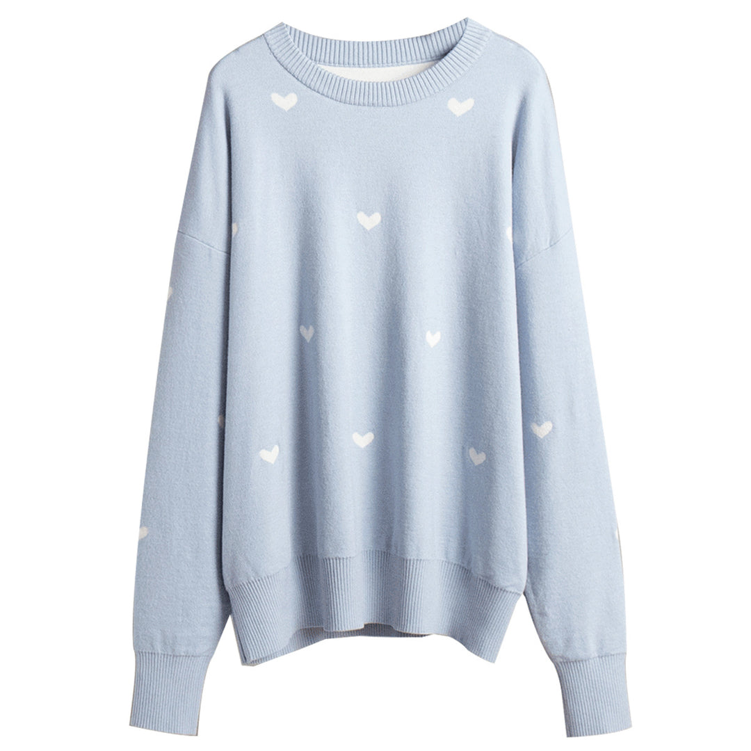 Kvindernes hyggelige oversized sweater med hjerte mønster Stilla