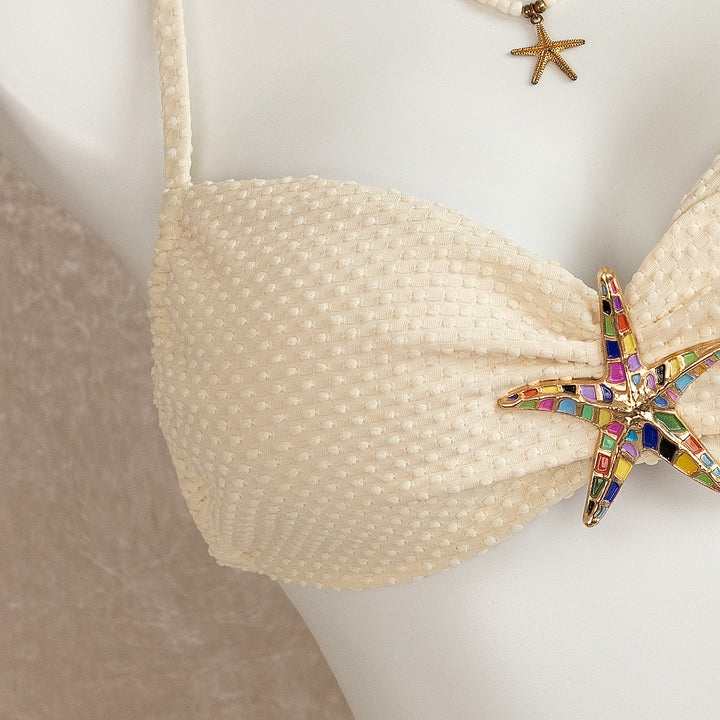 Dame bikini med glitrende stjernemotiv og justerbare bånd Skovae