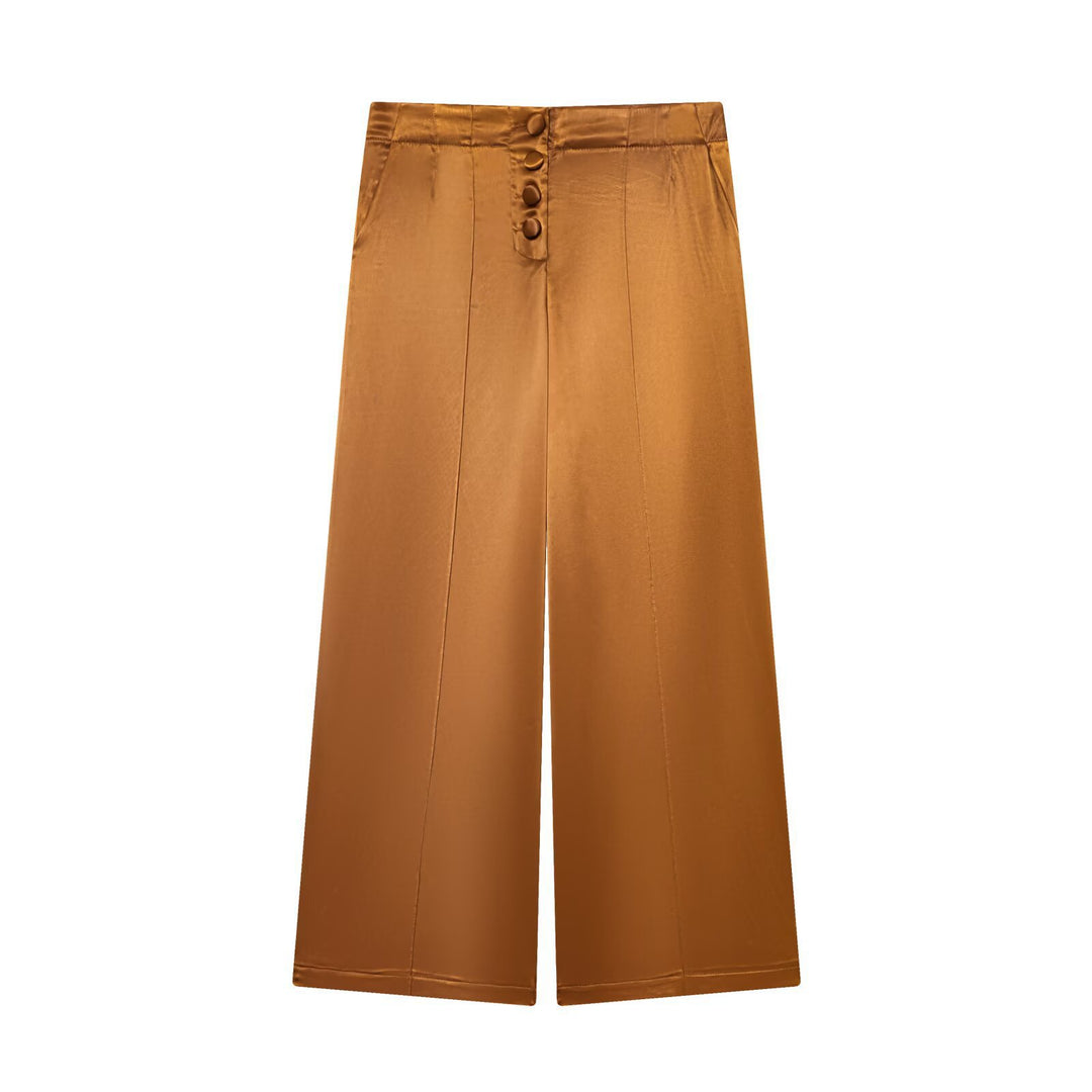 Dame elegant culotte-bukser med knapdetaljer og høj talje Skovae