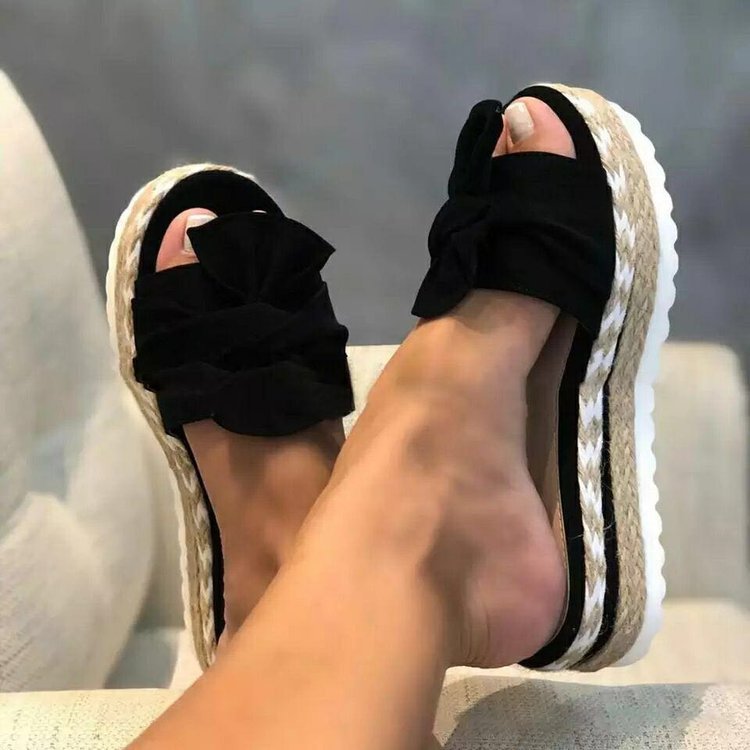 Dame Plateau-sandaler med charmerende sløjfe-design og moderne jute-sål Stilla