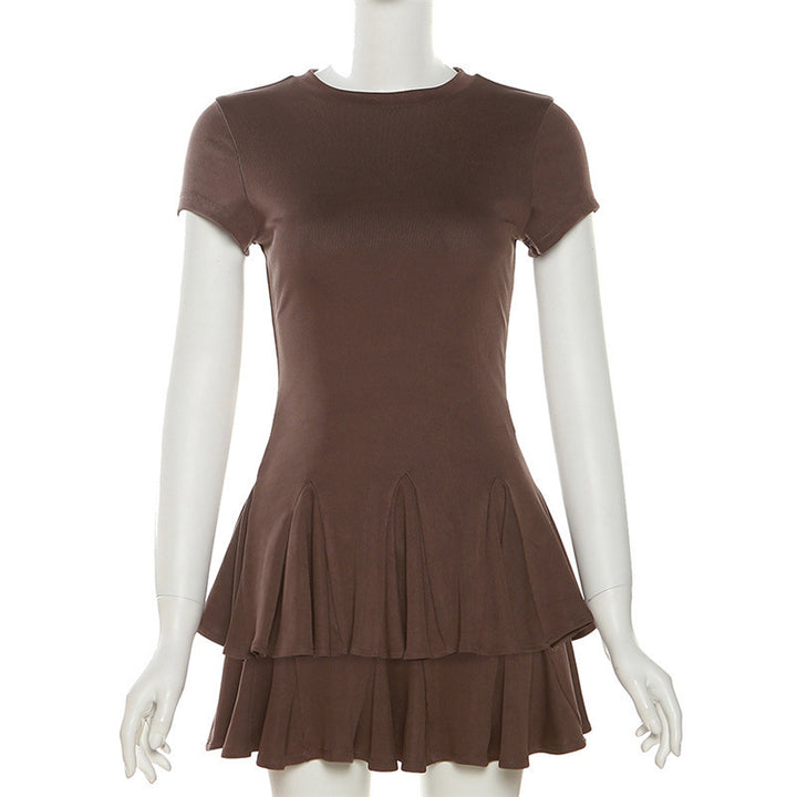 Dame Minikjole med flydende ruffles design og figursyet overdels Stilla