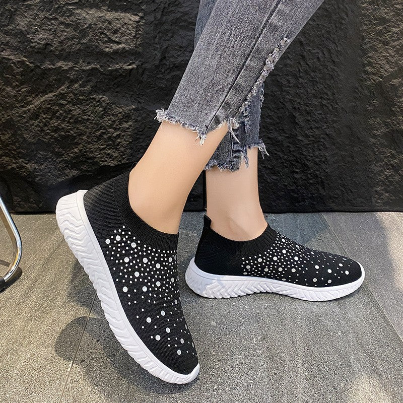 Dame Sneakers med åndbart strikmateriale og fashionable detaljer Stilla