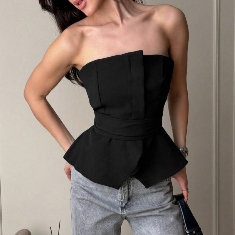 Damen Tailliertes Oberteil mit strukturiertem Design und schicker Rüsche Skovae