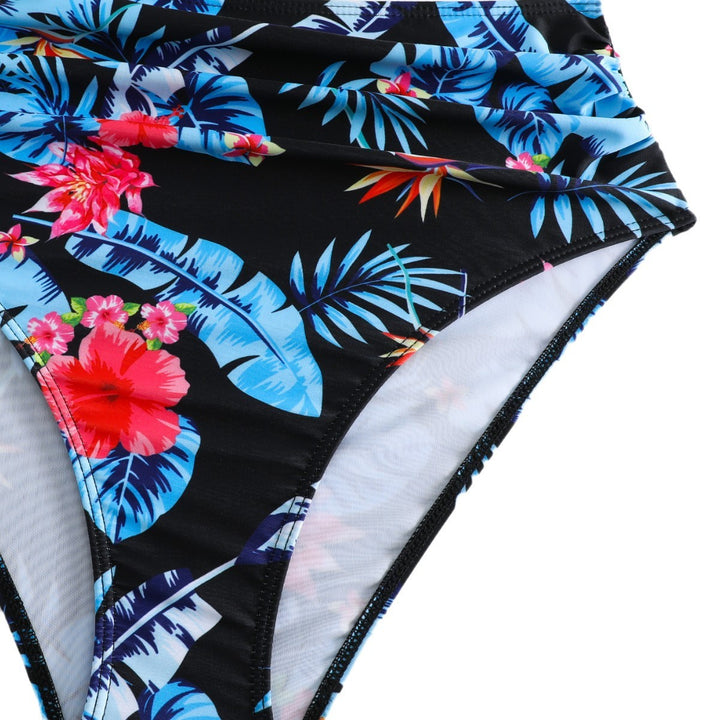 Damer Højt skåret Bikini-sæt med stilfuld knude-top og blomstret mønster Stilla