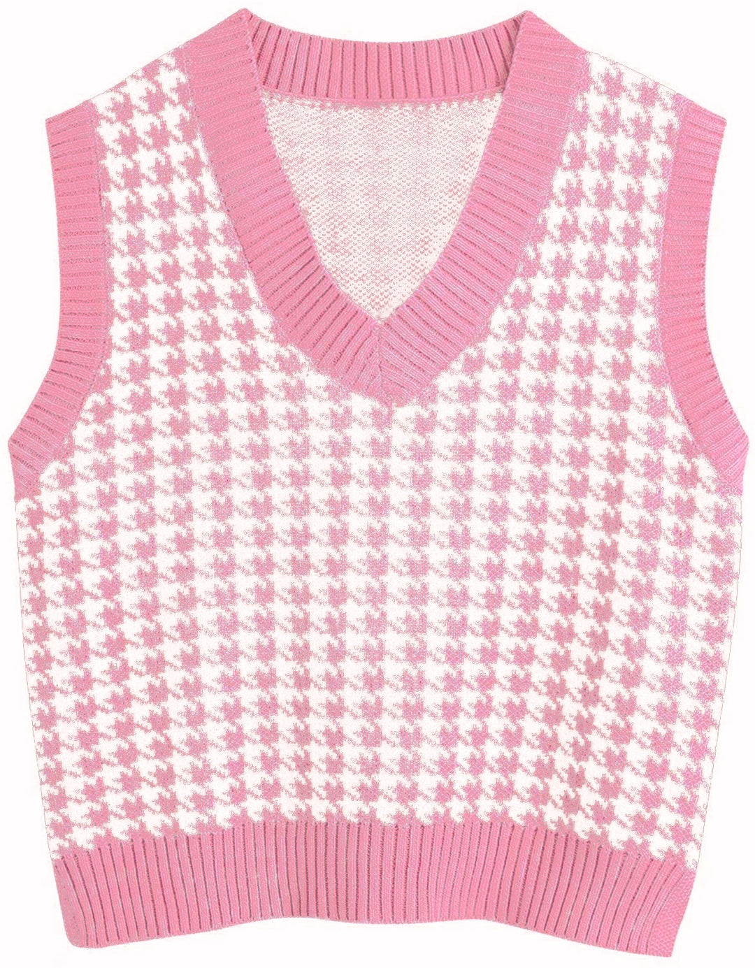 Damer elegant strikvest i moderne houndstooth-mønster Stilla