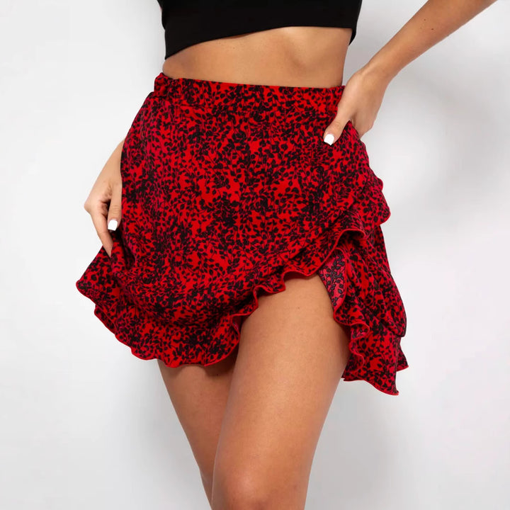 Dame Polka Dot Rüsche Mini nederdel Stilla